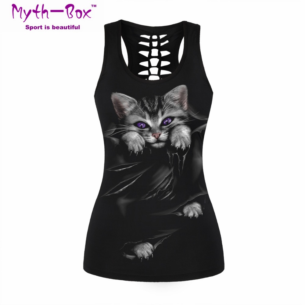 Sleeveless Undershirt - Dames sportvest Bad Cat geprinte mouwloze